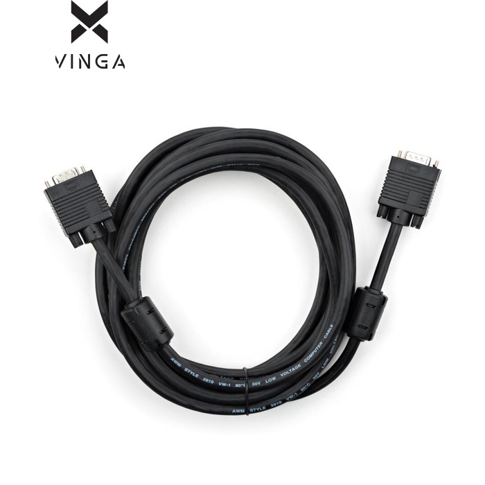 Кабель мультимедийный VGA M to VGA M 5.0m Vinga (VCPDCVGAMM5MBK)