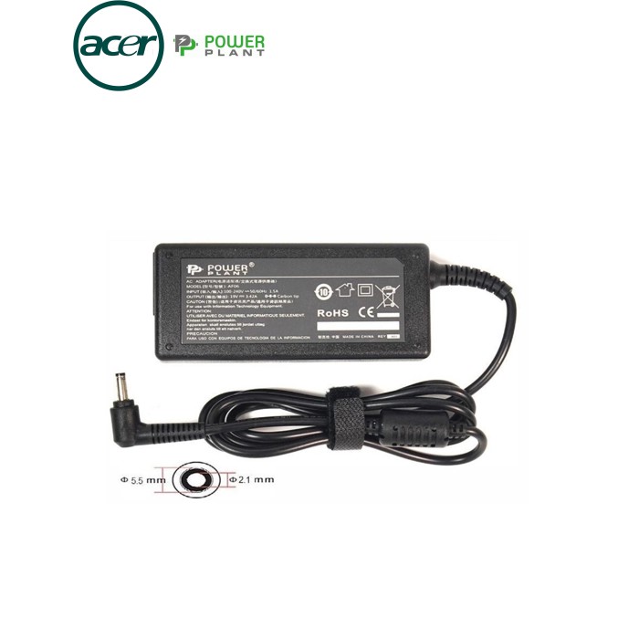 Блок живлення до ноутбуку PowerPlant ACER 220V, 19V 65W 3.42A (5.5*2.1) (AC65F5521)