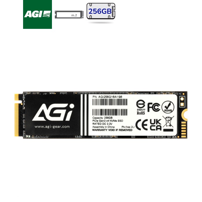 SSD 256Gb AGI AI198 M.2 2280 PCIe Gen 3x4 NVMe TLC, Retail