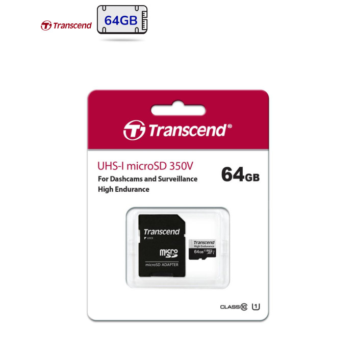 Карта пам'яті Transcend 64GB microSDXC class 10 UHS-I U1 High Endurance (TS64GUSD350V)