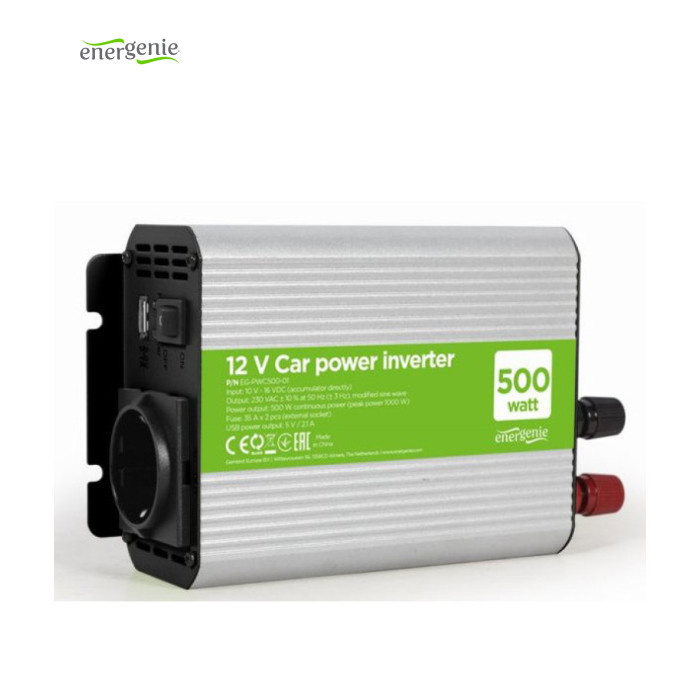 Автомобільний інвертор EnerGenie 12V/220V 500 Вт (EG-PWC500-01)