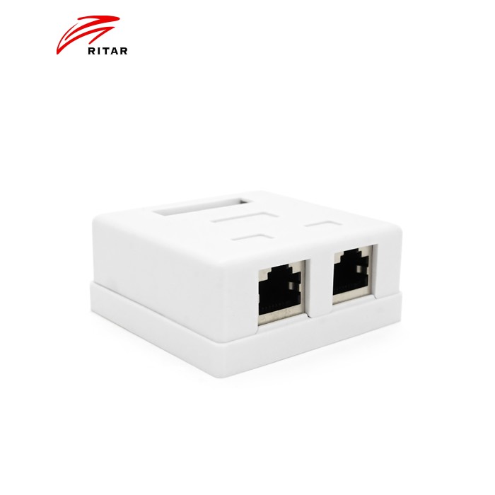 Розетка RITAR FTP 8P8C RJ45 2 порт Cat-5, накладна біла Q500