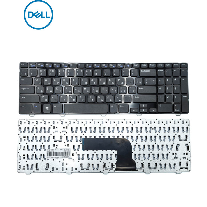 Клавіатура для DELL Inspiron 15 3521, 5421, 5521, 5535, 5537, 1316, 3537, 5528, 3540, Vostro 2521, 3531 M531R (RU Black з рамкою глянцева) Оригінал