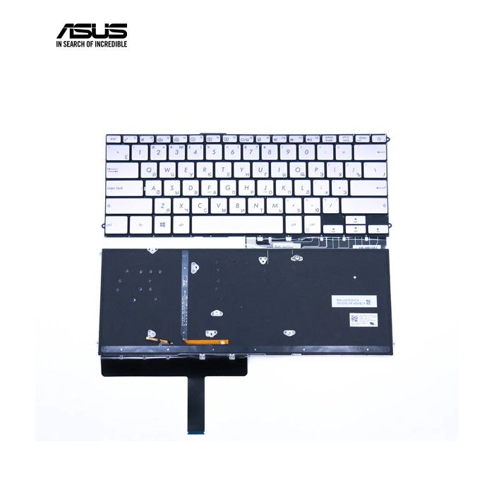 Клавіатура для Asus UX490, UX490CA, UX490UA, UX490U, UX490UAR (RU Silver з підсвіткою) Оригінал