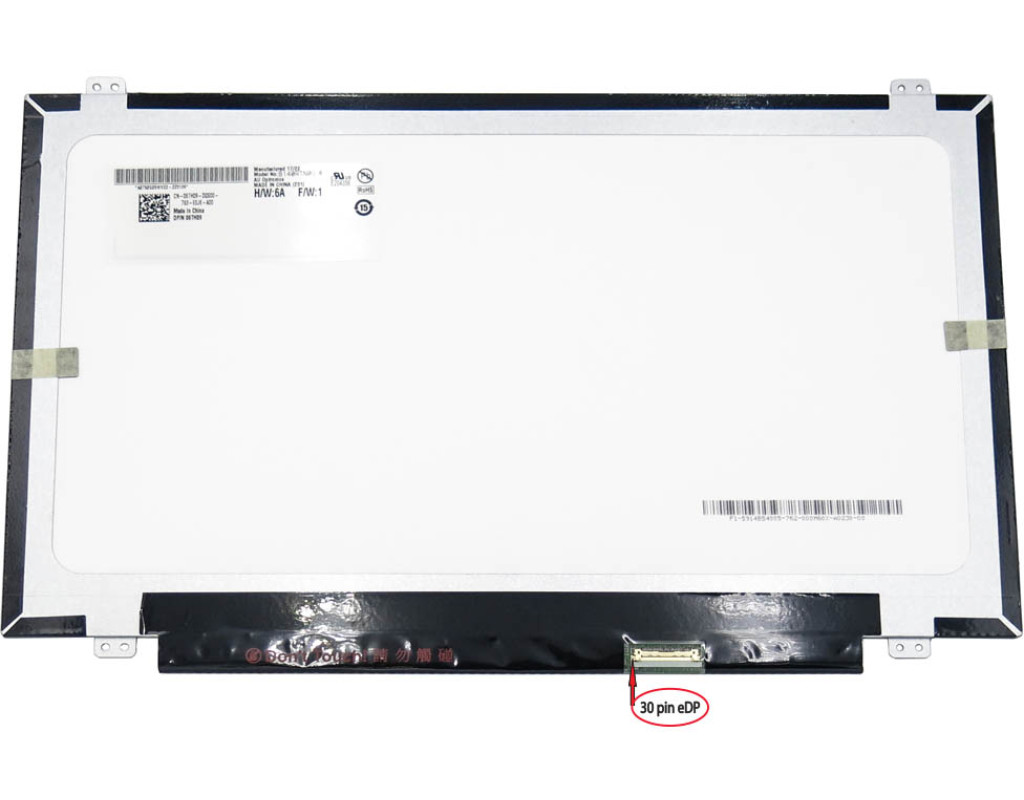 Матриця 14.0" Slim eDP (1600*900, 30pin, вушка верх-низ) AUO B140RTN02.3, B140RTN03.0 Матова