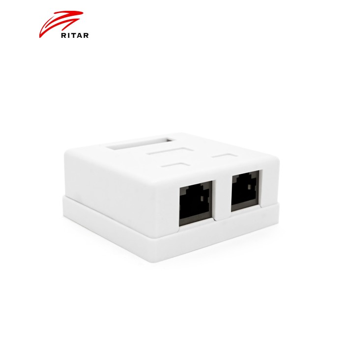 Розетка RITAR UTP 8P8C RJ45 2 порт Cat-6, накладна біла Q400