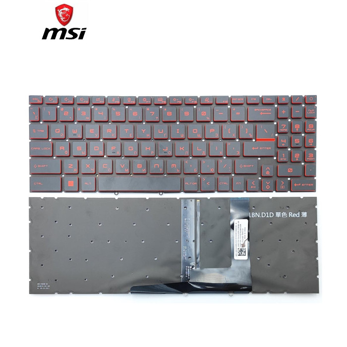 Клавіатура для MSI GF66 GF76 GP76 GE76 GL76 GL66 MS-1582 MS-17L1 MS-17H3 (RU Black RED Leter з підсвіткою) Оригінал