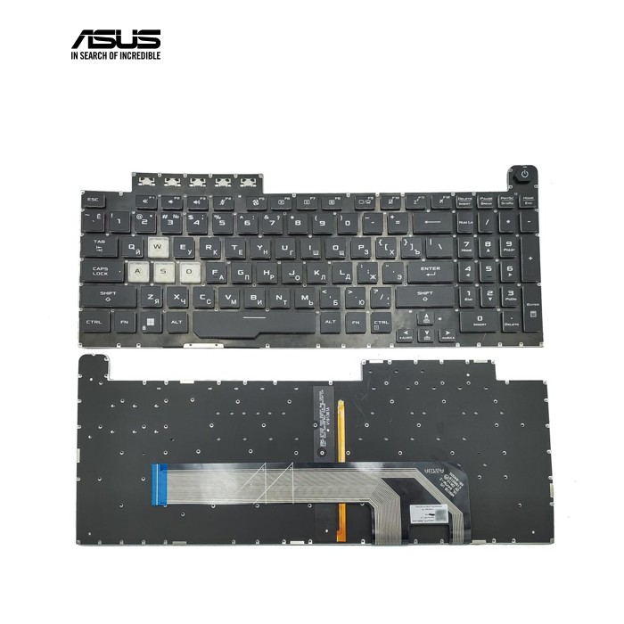 Клавіатура для ASUS FX506, FX506U, FX506II, FX506IH, FX506LI, FA506, FA506Q, FA506QM, FA506QR, FX506II, FA706 FX706 TUF Gaming (RU Black без рамки з RGB підсвіткою) Оригінал