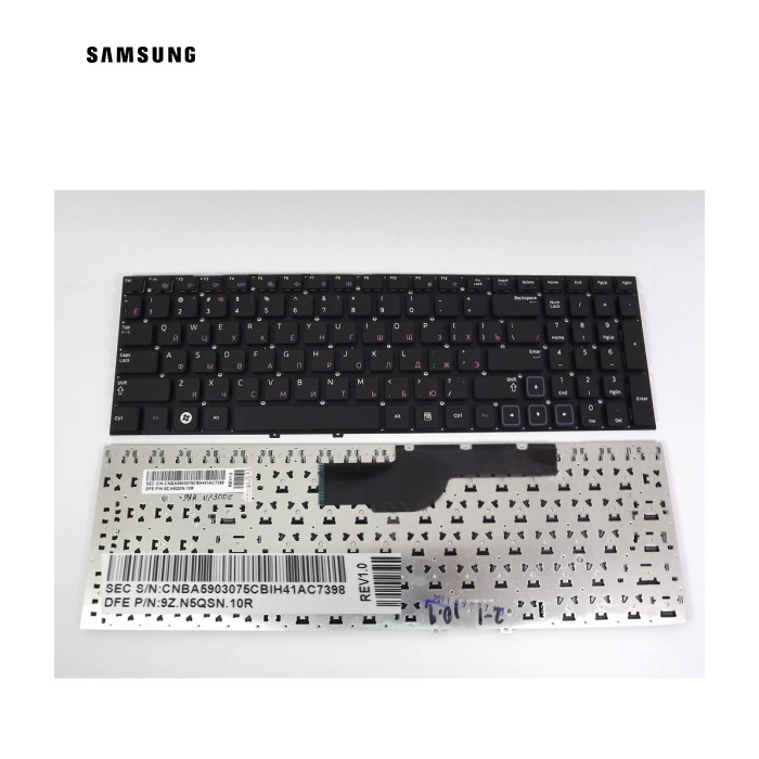Клавіатура для Samsung NP300 Series 15.6" NP300V5A, NP305V5A, NP300E5A, NP305E5A, NP300E5X, NP300E5Z (RU Black без рамки)