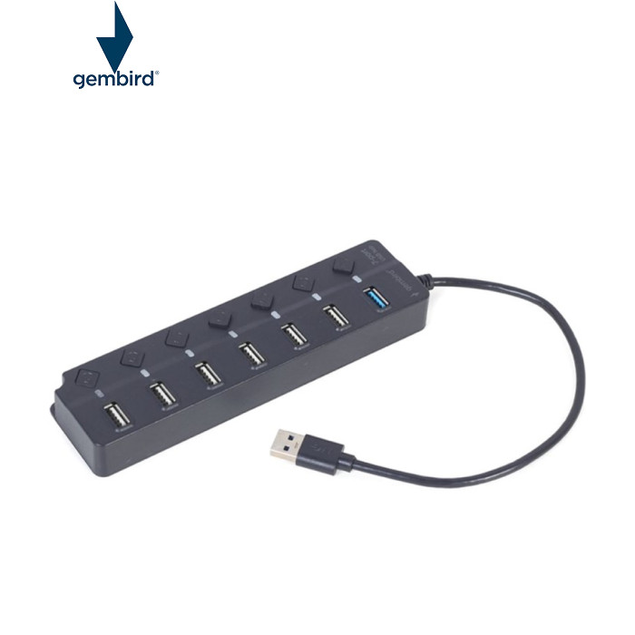 Концентратор Gembird 7 ports (1xUSB3.1+6xUSB2.0) switch black (UHB-U3P1U2P6P-01)