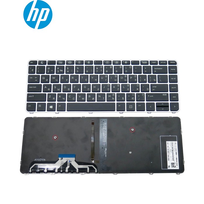 Клавіатура для HP EliteBook Folio 1040 G3 (RU Black, з рамкою Silver і підсвіткою) Оригінал