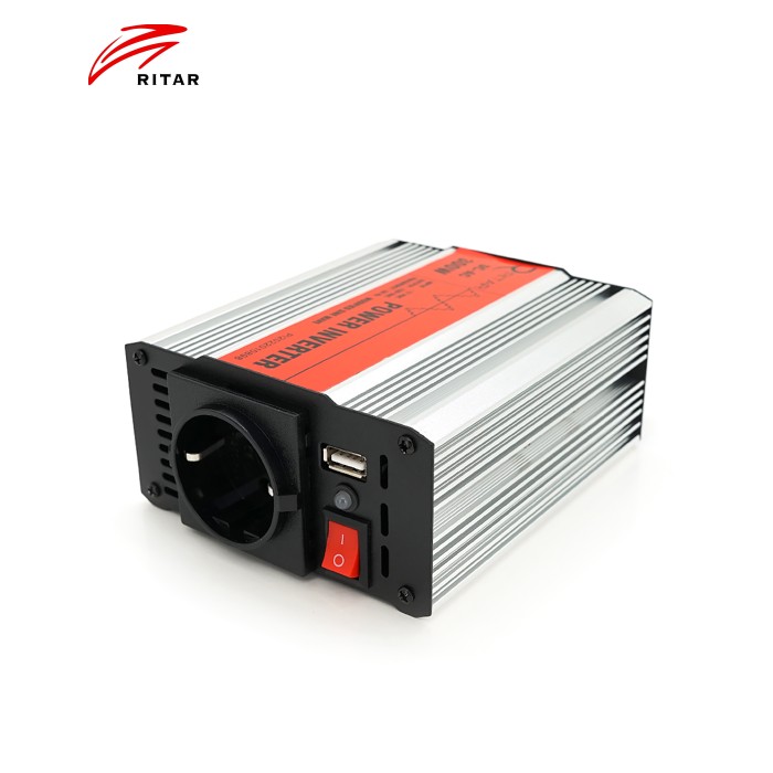 Інвертор напруги RITAR RSX-300, 12V / 220V, 300W з апроксимувати синусоїдою, 1xShuko, 1xUSB, клемні дроти, BOX, Q20