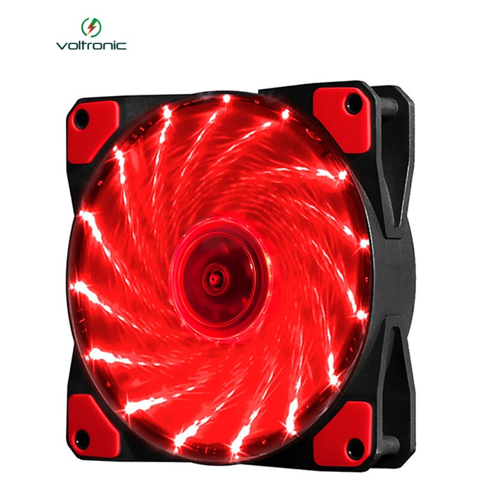 Кулер корпусний 12025 DC sleeve fan 3pin + 2pin - 120 * 120 * 25мм, 12V, 1100об / хв, 15LED, Red
