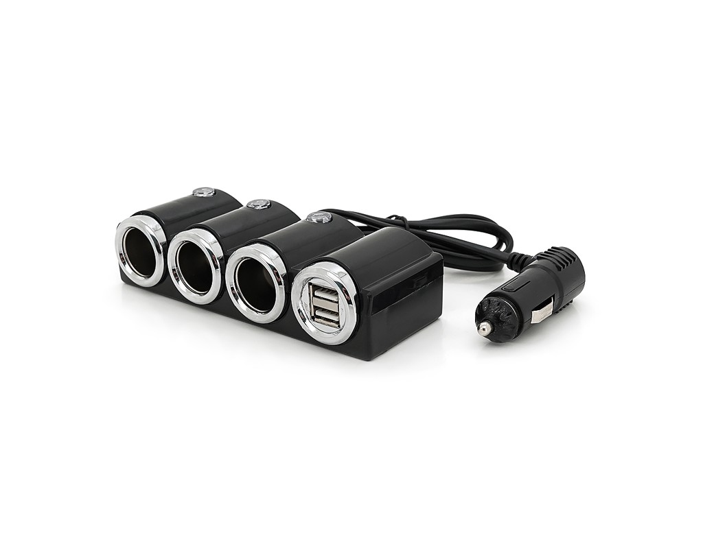 АЗУ розгалужувач Olesson 1503, 12V-3*12V+2*USB, Black, Blister
