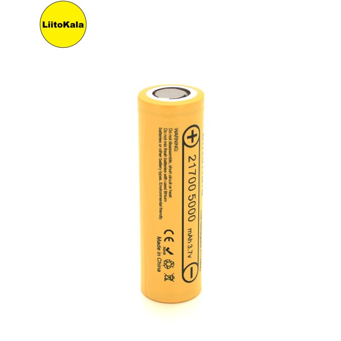 Акумулятор 21700 Li-Ion LiitoKala Lii-50E, 5000mAh (4700-5100mAh, 15A, 3.7V (2.5-4.2V), Yellow, PVC BOX