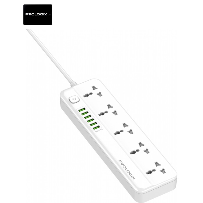 Фильтр сетевой ProLogix Premium (PR-SC5614W) 5 розеток, 6 USB AUTO ID, 2 м, белый