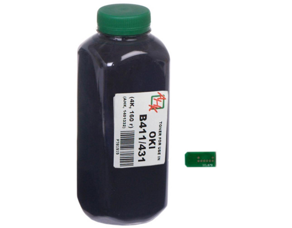 Тонер Oki B411/431, 160г Black +chip AHK (1401333)