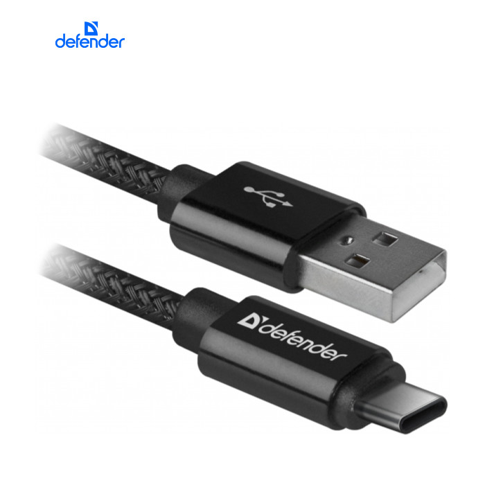 Дата кабель USB 2.0 AM to USB-C 1.0m PRO Black Defender (87814)
