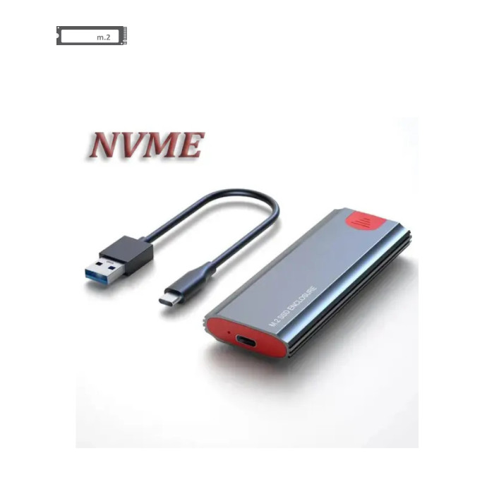 Кишеня зовнішня USB to M.2 NVMe, KingSpec M2 SSD Case 10Gbps HDD Box M.2 NVME SSD to USB 3.1 Enclosure Type-A to Type-C Cable for M.2 SSD With OTG