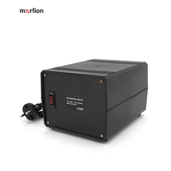 Перетворювач напруги понижуючий MERLION PN-1700, Input 220 V / Output 110V, 1700W, трансформаторний