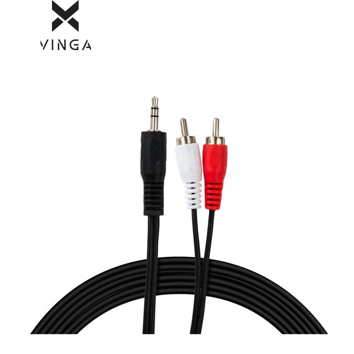 Кабель мультимедийный 3.5mm M to 2xRCA M 5.0m Vinga (VCPDCJ35MRCA25BK)
