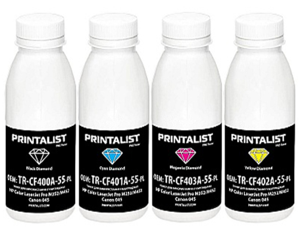 Тонер HP CLJ Pro M252/M452, SET Canon 045 Black 60г/Color 50г Printalist (TR-M252-SET-PL)