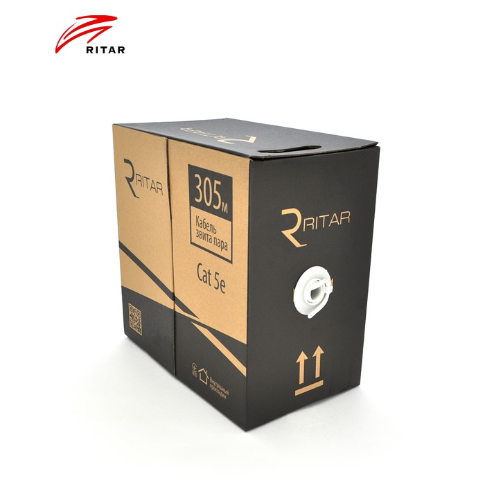 Кабель КВП UTP (4 * 2 * 0.51) 4p 24 AWG, cat 5E Ritar, (CCA), для внутр. робіт, 305м, White, Corton BOX (350x350x420), Q2