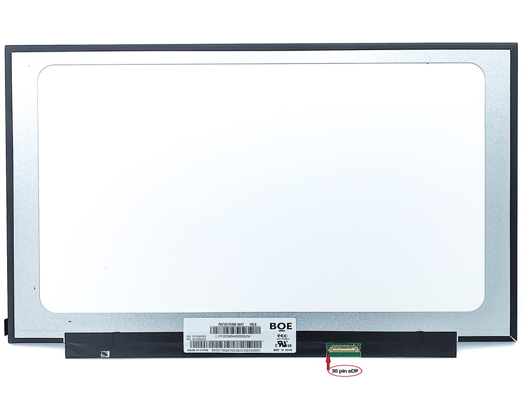 Матриця 16.1" Slim eDP (1920*1080 IPS, 30pin, без кріплень) BOE NV161FHM-N41 Матова