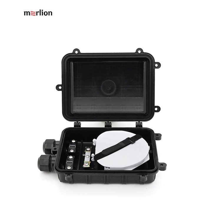 Муфта оптична Merlion ML-OP-F006-24C, герметична, 2 введення, до 4-х касет, до 24 зварок, матеріал ABS / PP / PC