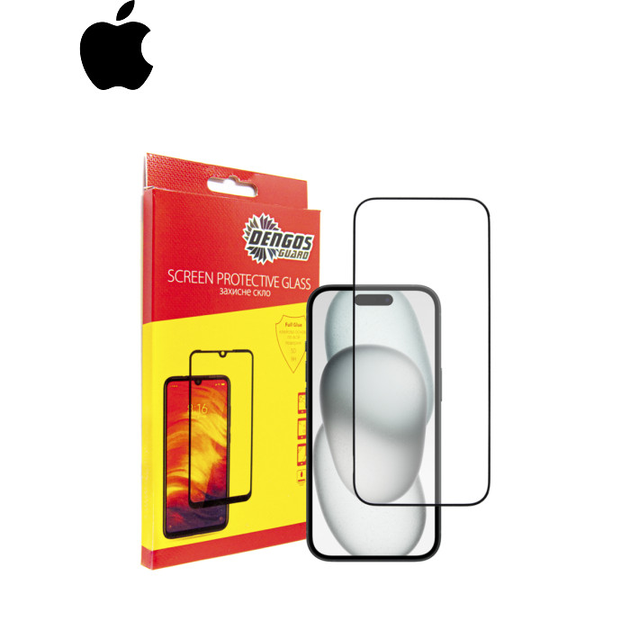 Стекло защитное Dengos Full Glue iPhone 15 Pro Max (black) (TGFG-321)