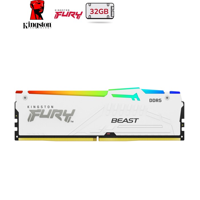 Модуль пам'яті для комп'ютера DDR5 32GB 6000 MHz Beast AM5 RGB White Kingston Fury (ex.HyperX) (KF560C36BWEA-32)