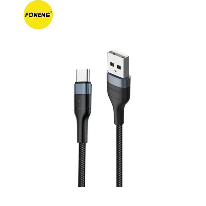 Кабель USB to Type-C, 1.0m Foneng X51 Spiral Braided (X51-CA-TC), 3А, Нейлон, black