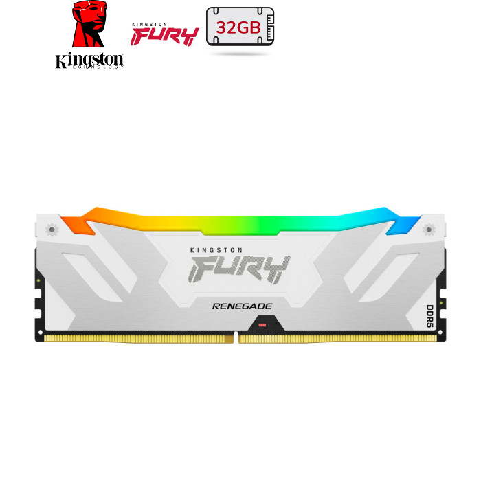 Модуль памяти для компьютера DDR5 32GB 6400 MHz Renegade RGB White Kingston Fury (ex.HyperX) (KF564C32RWA-32)