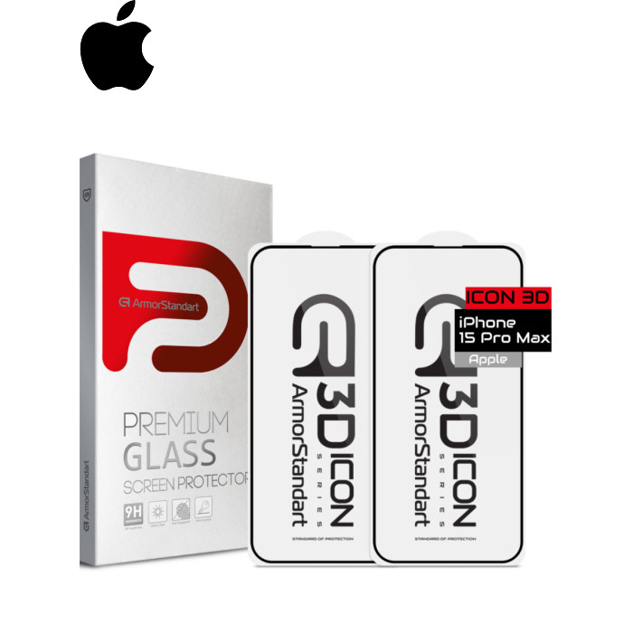 Стекло защитное Armorstandart Icon 3D iPhone 15 Pro Max Black 2pcs (ARM74271)