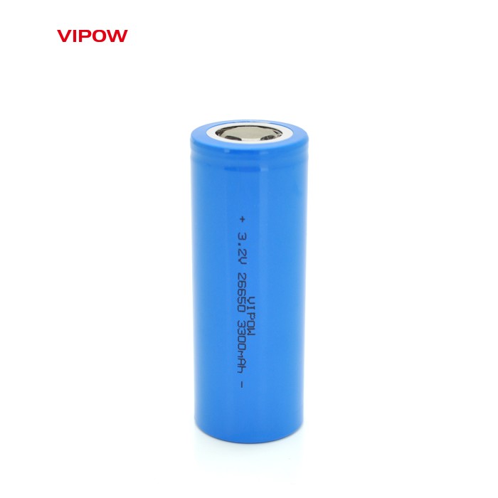 Літій-залізо-фосфатний акумулятор 26650 Lifepo4 Vipow IFR26650 FlatTop, 3300mAh, 3.2V, Blue Q50 / 500