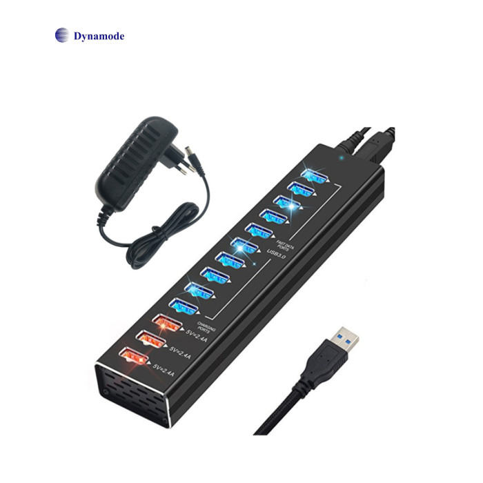 Концентратор Dynamode 13 ports USB3.0 to10*USB3.0+3*2.4А, Power Adapter 3A/12V (DM-UH-P1013)