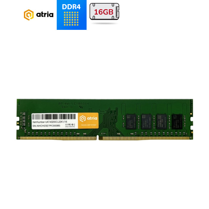 Модуль пам'яті для комп'ютера DDR4 16GB 3200 MHz ATRIA (UAT43200CL22K1/16)