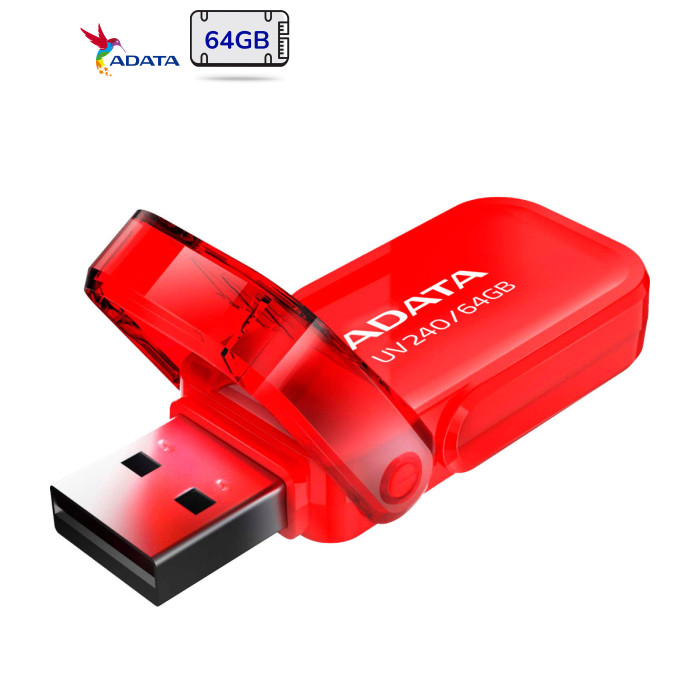 USB флеш накопитель ADATA 64GB AUV 240 Red USB 2.0 (AUV240-64G-RRD)
