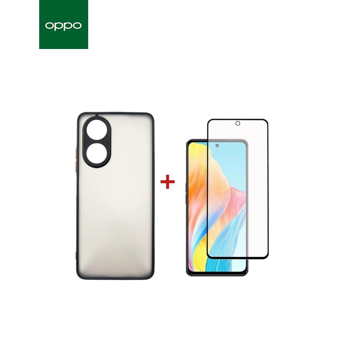Чохол до мобільного телефона Dengos Kit for OPPO A58 4G case + glass (Black) (DG-KM-36)