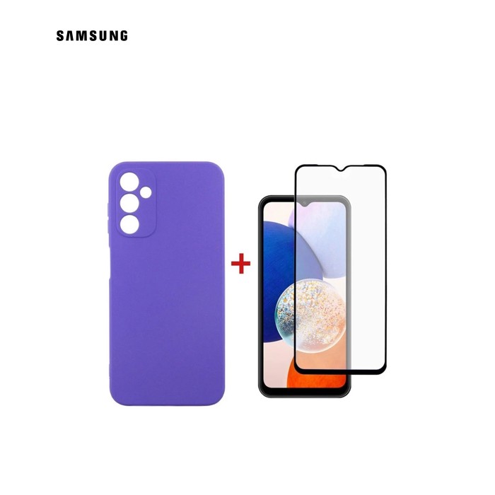 Чохол до мобільного телефона Dengos Kit for Samsung Galaxy A14 5G case + glass (Purple) (DG-KM-13)