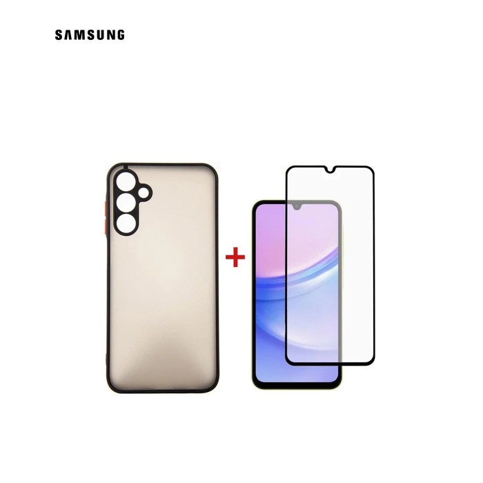 Чехол для мобильного телефона Dengos Kit for Samsung Galaxy A15 case + glass (Black) (DG-KM-69)