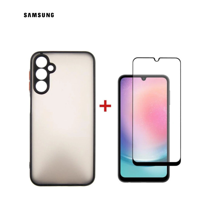 Чехол для мобильного телефона Dengos Kit for Samsung Galaxy A24 case + glass (Black) (DG-KM-15)