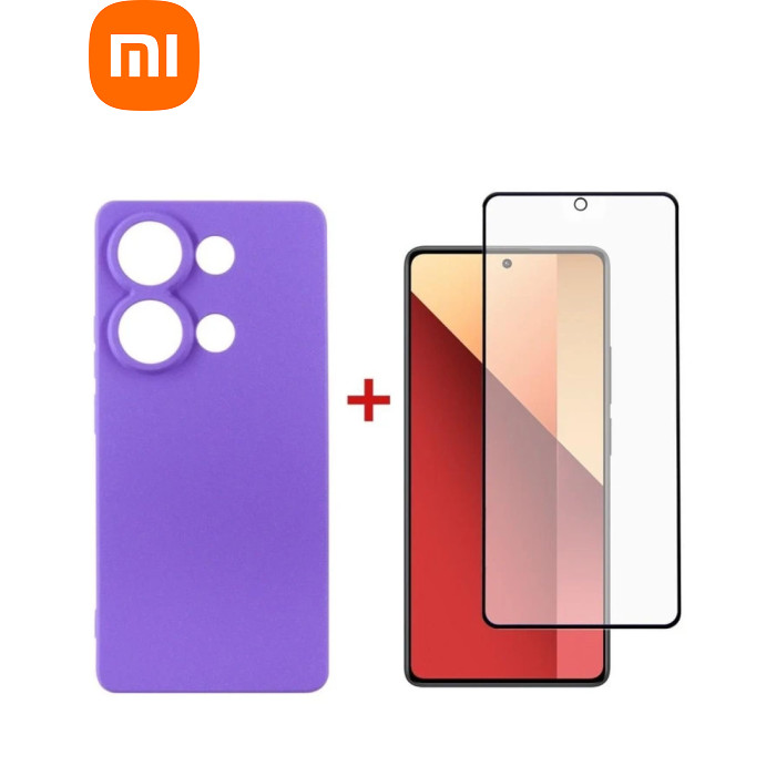 Чохол до мобільного телефона Dengos Kit for Xiaomi Redmi Note 13 Pro 4G case + glass (Purple) (DG-KM-64)
