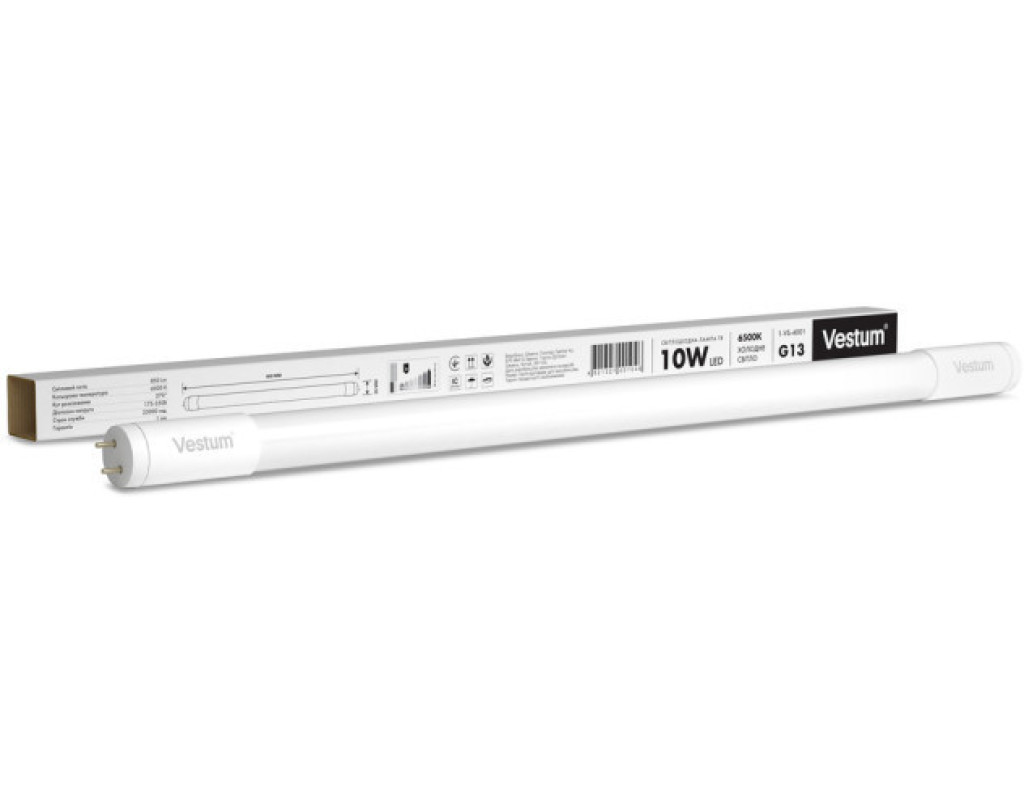 Лампочка Vestum T8 600мм 10W 850Лм 6500K 175-250V G13 (1-VS-4001)