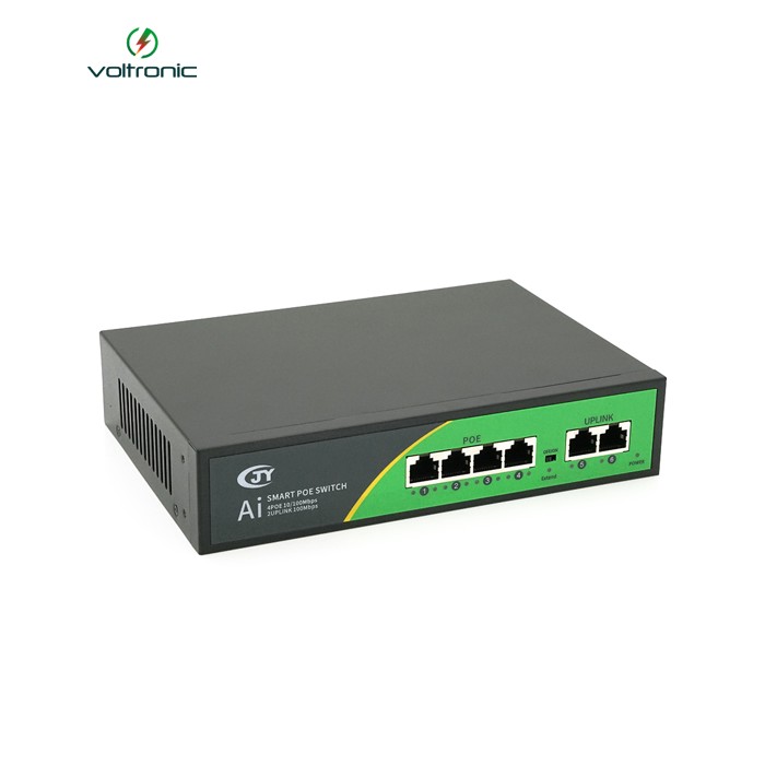 POE комутатор JY-1006B 4 POE 10 / 100 + 2 RJ45 10 / 100 + вбудований блок живлення 52V 1.38A