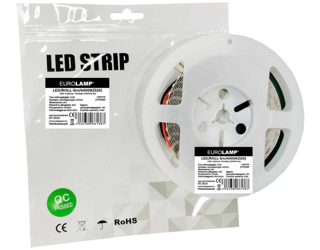 Світлодіодна стрічка Eurolamp 24V, 4000K 5м (LED/ROLL)