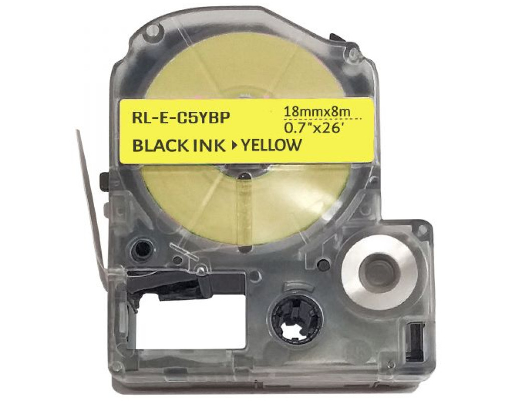 Лента для принтера этикеток UKRMARK E-C5YBP, 18мм х 8м, black on yellow, совместима с LC5YBP (900471)