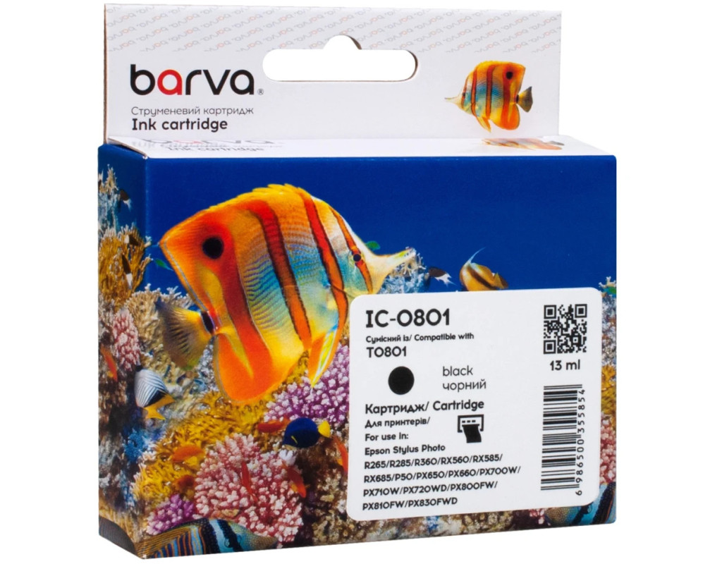 Картридж Barva Epson T0801 (C13T08014010/C13T08014011) 340ст, black (IC-0801)