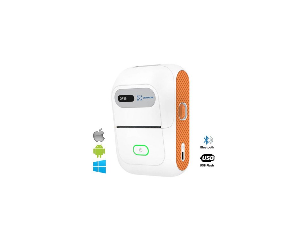 Принтер этикеток UKRMARK DP26WT bluetooth, USB, белый (900885)
