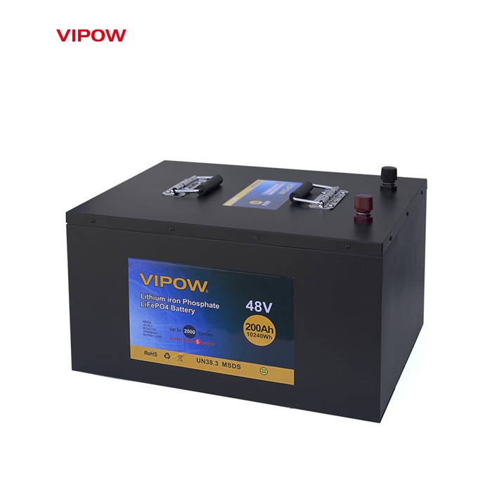 Акумуляторна батарея Vipow LiFePO4 51,2V 200Ah з вбудованою ВМS платою 100A (520*400*300)